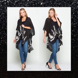 JUST IN🆕Black Embroidery Detail Cardigan Duster